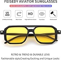 Vista 132 de Feisedy - B2622 - Lentes de sol estilo aviador, cuadrados, clásicos de los años 70, unisex, con montura clásica retro y elegante, UV400 Marco
