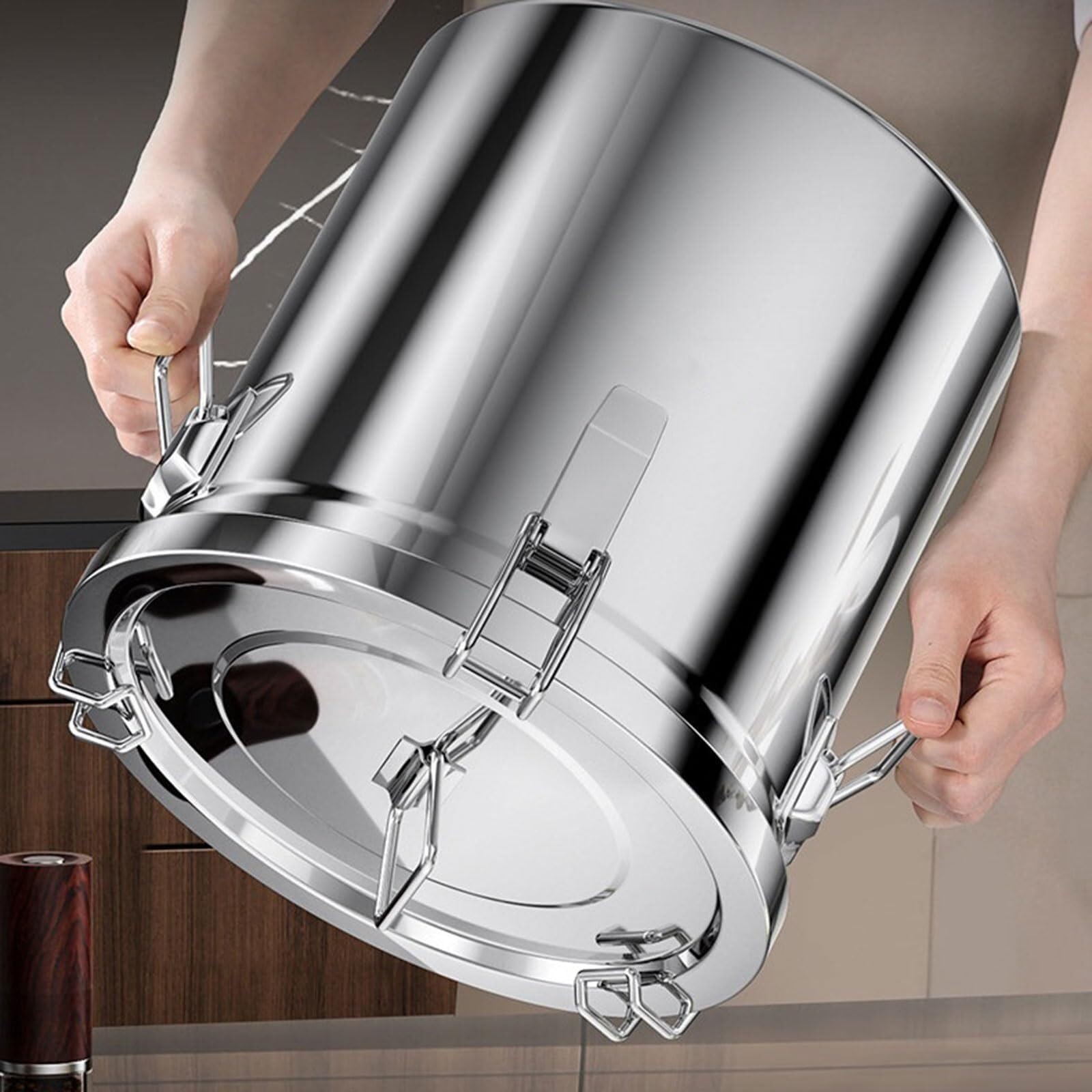 Conteneur de Rangement Alimentaire en Acier Inoxydable 12 L - Organisateur de Garde-Manger pour café, Riz, Farine et liquides, matériau Durable 304 pour Les céréales sèches et Les Produits e