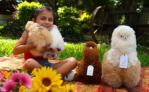 Miniatura 39 de Peluche de alpaca, 12 pulgadas, lindo, suave y tierno juguete de peluche de alpaca hecho a mano en piel natural de Alpaka real (12 pulgadas, beige)