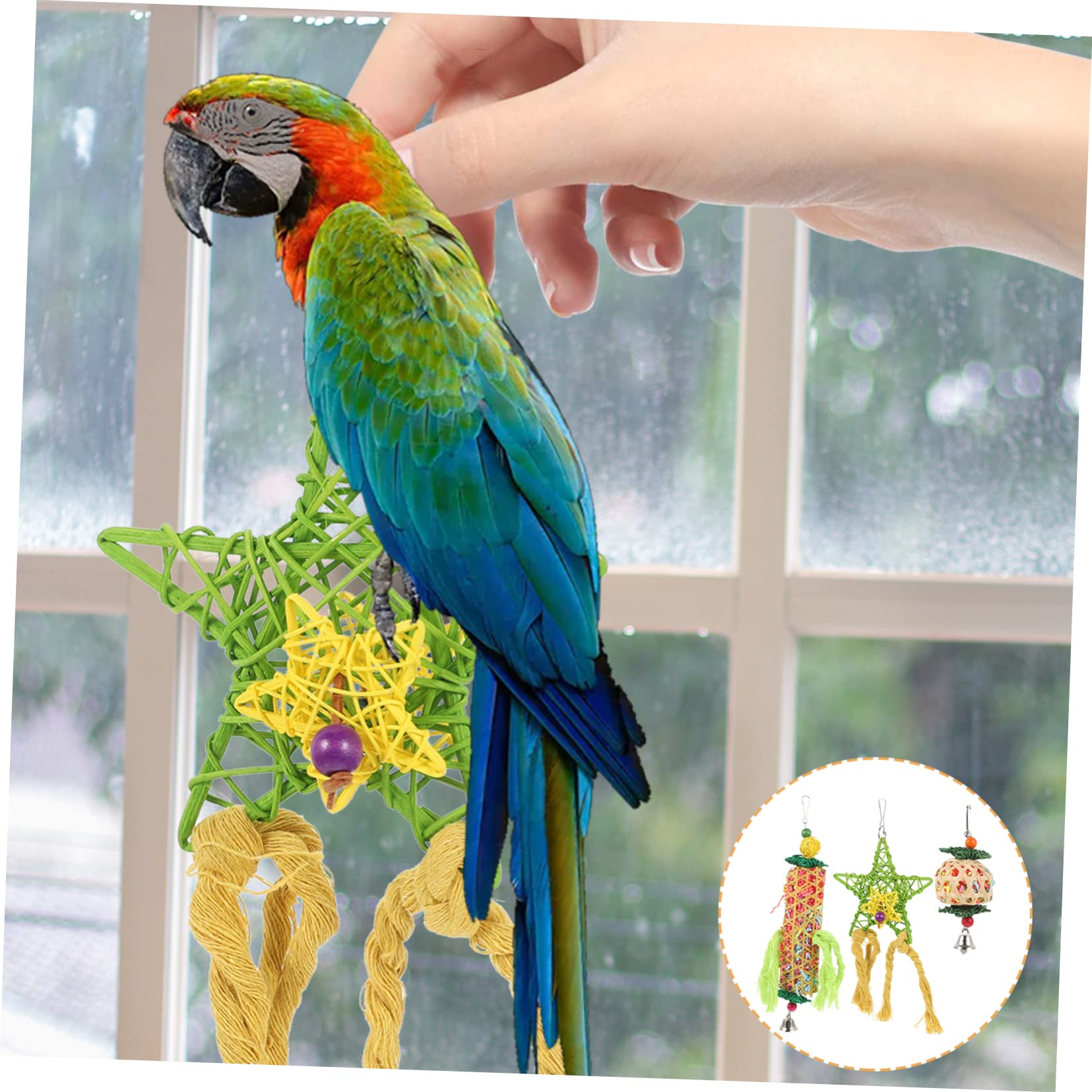 POPETPOP 9piezas Juguetes Colgantes para Aves De Juguetes Masticables para Periquitos Accesorios para Jaula De Aves para Desarrollo De Habilidades y Coordinación