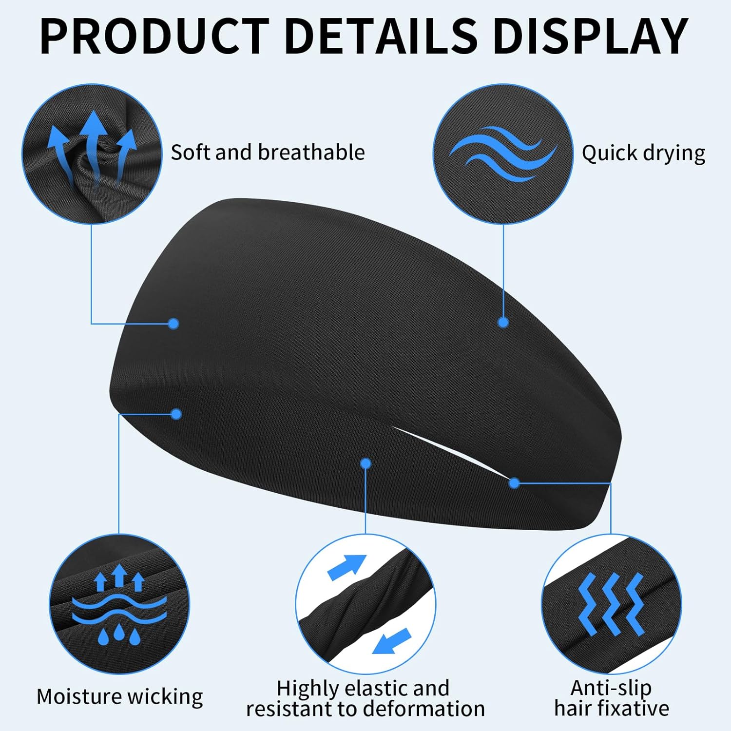 Cooling Headbands for Men 6 Pack Running Bandana Mens Sweatband Bands Workout Moisture Wicking Headband for Running,Cycling,Yoga,Fitness Athletic - Image 3