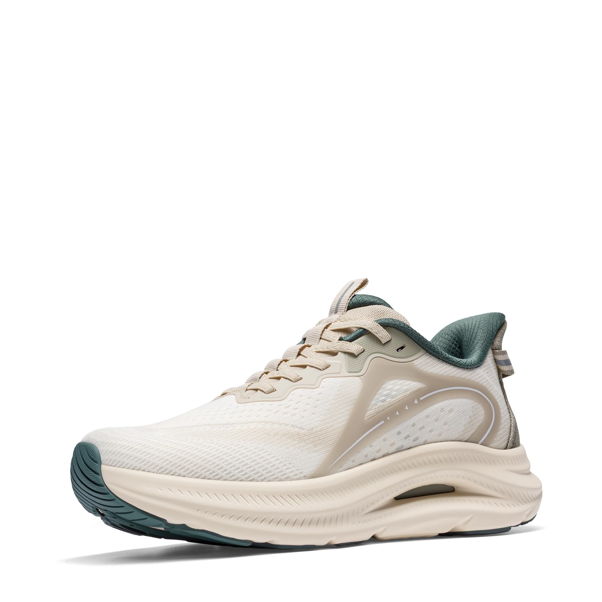 ALLSWIFIT Zapatillas de deporte para hombre, antideslizantes, transpirables, cómodas, para entrenamiento, correr, tenis, gimnasio, a la moda, Beige/ verde, 45 EU