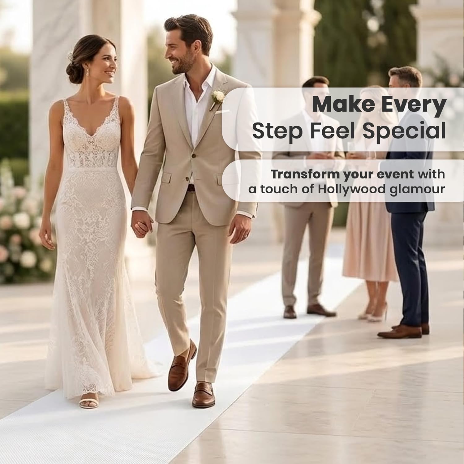 LEMONSODA White Carpet Floor Runner Hollywood Party Decoration Fabric 100 GSM (White, 3x50 Feet)