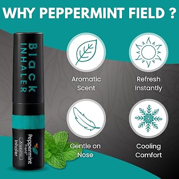 Peppermint Field Black - Powerful Herbal Inhaler - 6 Pack
