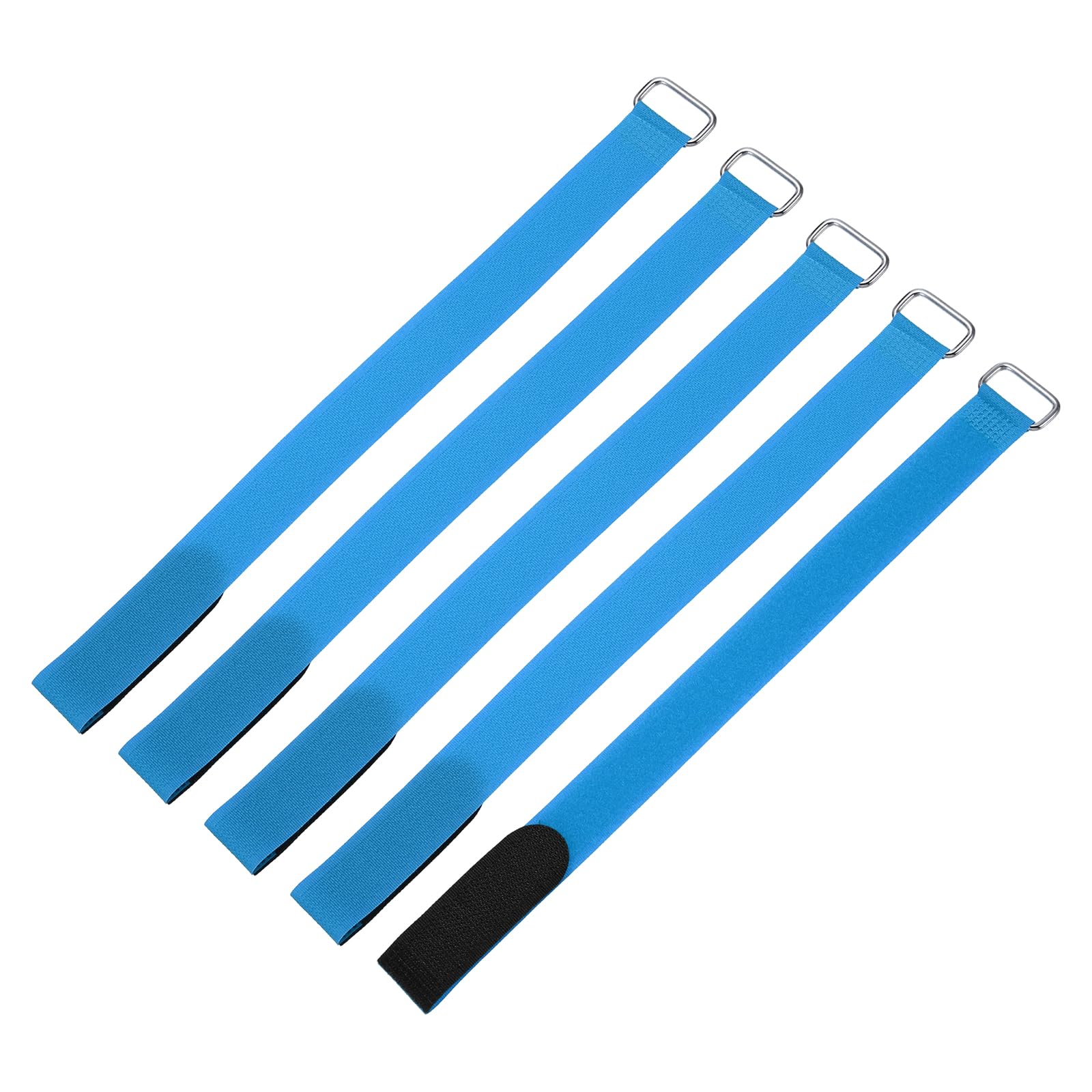 sourcing map 5Pcs Reusable Battery Tie Down Straps,1x12 Blue Nylon Multipurpose Battery Hold Down Adjustable Cinch Strap Hook Loops Fastening Tie for Quadcopters FPV RC Drone Boat Cars