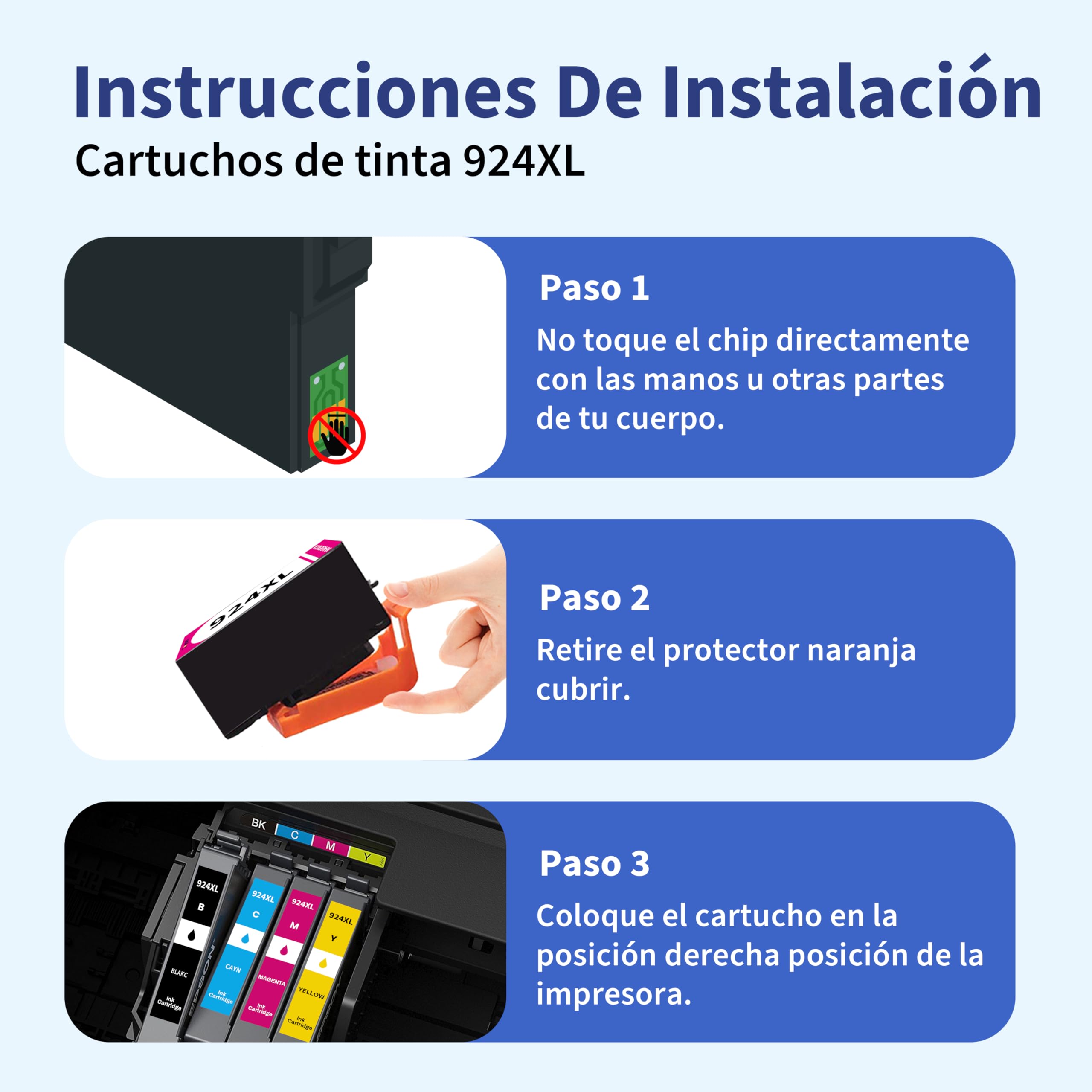 924 Cartuchos de Tinta Compatible para HP 924e Cartuchos Tinta 924XL Pack Compatible para HP OfficeJet Pro 8120 8123 8130 8133 Impresora (4-Pack, Negro Cian Magenta Amarillo)