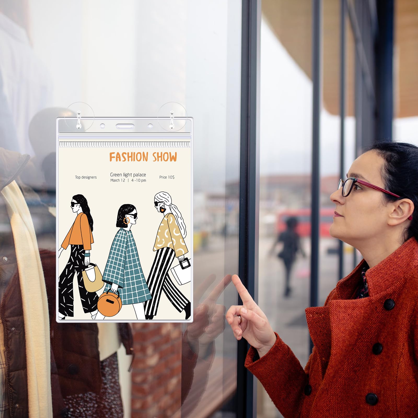 6 Pièce A4 Supports Muraux avec Ventouses,Porte Menu Restaurant Panneau Affichage Exterieur Cadres Publicitaires pour Papiers Centre Commercial Magasin,30,5 x 21,5 cm (Transparent, Vertical)