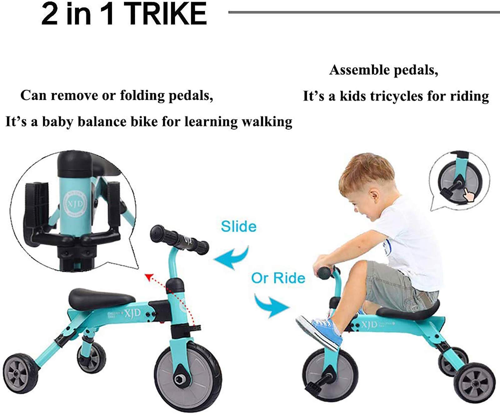 XJD Kids Tricycles for 2 3 4 Years Old and Up Boys Girls Tricycle Kids