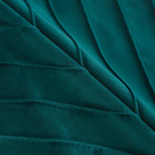 Miniatura 4 de Fundas de almohada de terciopelo azul pavo real de 24 x 24 pulgadas, paquete de 2 con fundas de almohada decorativas de cuero dorado para sofá,