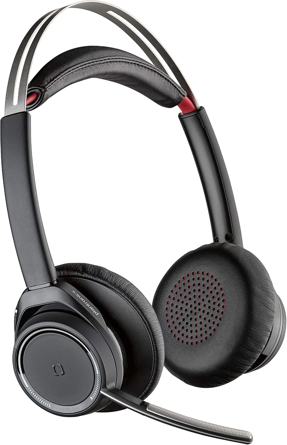 Plantronics - Voyager Focus UC with Charge Stand (Poly) - Bluetooth Dual-Ear (Stereo) Headset with Boom Mic - USB-A PC/Mac Compatible - Works with Teams (Certified), Zoom & More (Renewed)