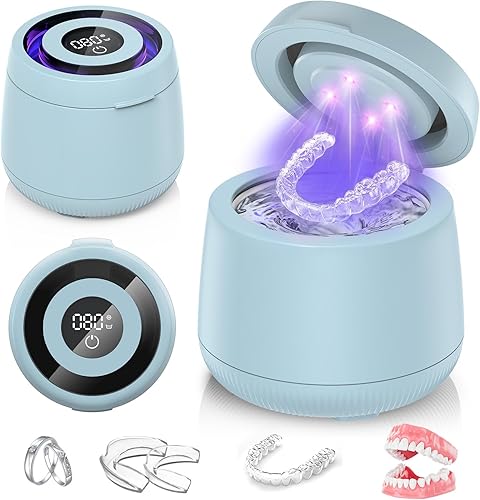 Ultrasonic Retainer Cleaner Machine, Dynamic 42-48kHz Dental Cleaning Pod with D