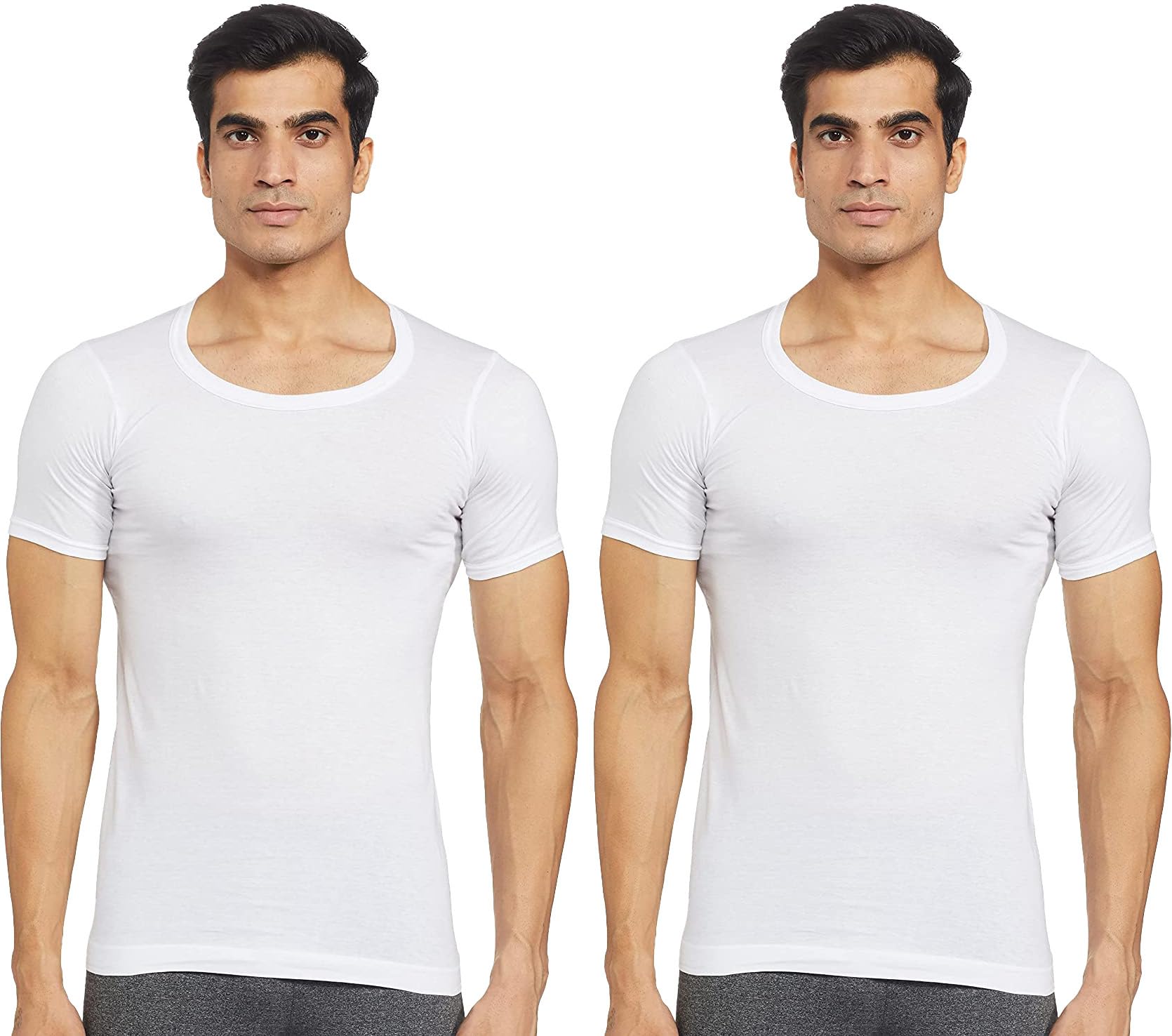 amul comfy Men's Cotton Round Neck Half Sleeve Vest - Pack of 2 (#Comfy-RNS)-picture-17