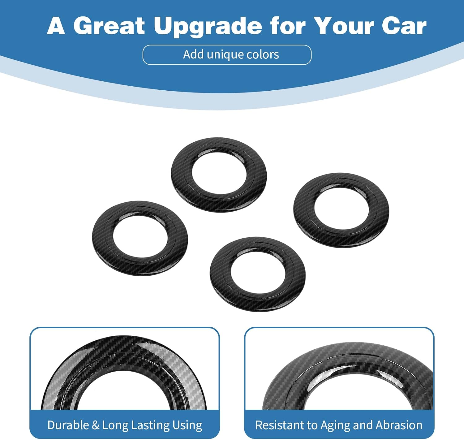 for Durango Roof Air Vent Cover Trim Ring for Dodge Durango 2011-Present Black Carbon Fiber Interior Accessories 4pcs