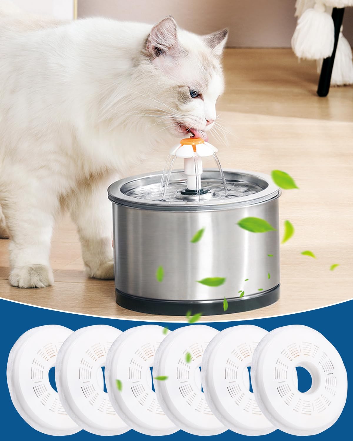 6 Piezas Filtros Fuente Gatos,Filtros Bebedero Gatos Fuente,Filtros de Repuesto de Fuente de Agua para 3L Fuentes de Flores,Fuente para Gatos con Resina y Carbón Activo para perros y gatos