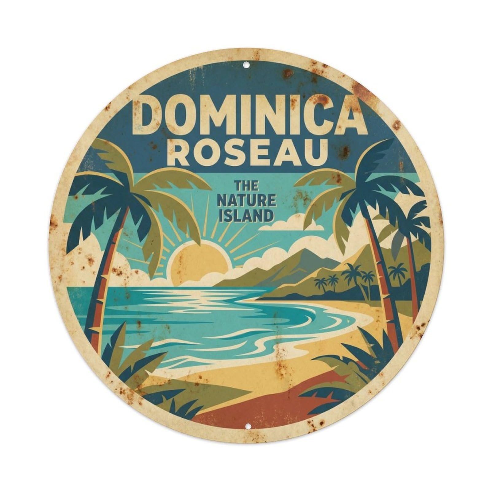 Dominica Roseau Coastal Escape Classic Travel Metal Tin Sign