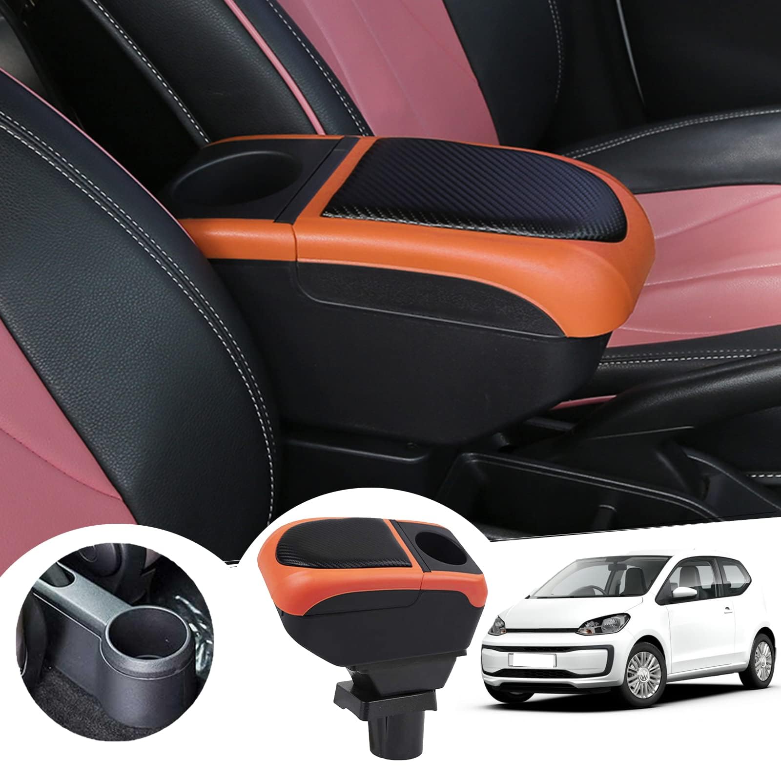 MWWYSF Arm Rest Centre Console Storage Box Car Armrest Box for Vw UP for Seat Mii for Skoda Car Accessories,B
