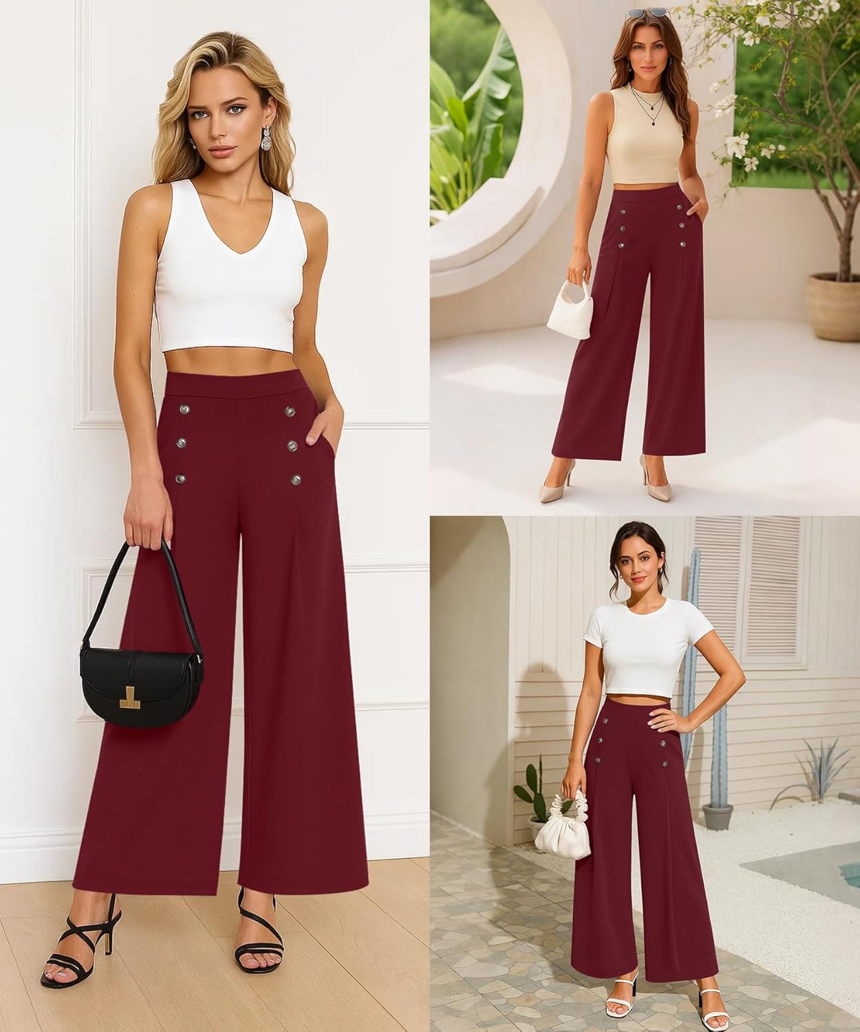 KUOTAI Womens Baggy Wide Leg Pants High Waisted Lounge Casual Loose Palazzo Trousers with Pockets - Image 2
