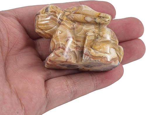 Miniatura 2 de Escultura de conejo Crystal Decor de 2 pulgadas, cristales naturales tallados en bolsillo y piedras curativas coleccionables, ágata loca