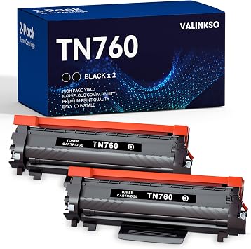 TN760 Toner Cartridge Black High Yield Compatible Replacement for Brother TN-760 TN 760 TN730 TN-730 for MFC-L2710DW DCP-L2550DW MFC-L2750DW HL-L2350DW HL-L2395DW HL-L2370DW Printer 2-Pack