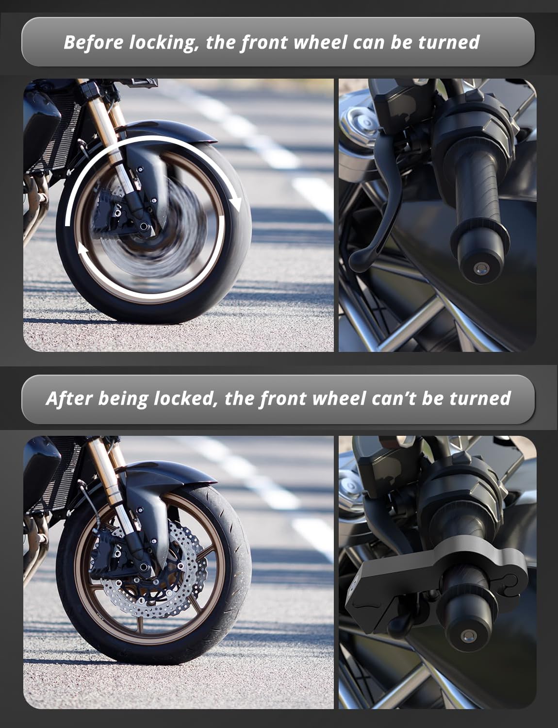 Antivol pour moto et casque - Antivol - Pour moto, vélo, VTT, scooter