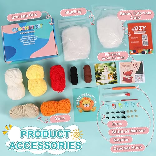 Miniatura 6 de ISTORAGE Kit de ganchillo para principiantes, adultos y niños, paquete de 2 kits de animales de ganchillo de vaca, kit de inicio de ganchillo, kits