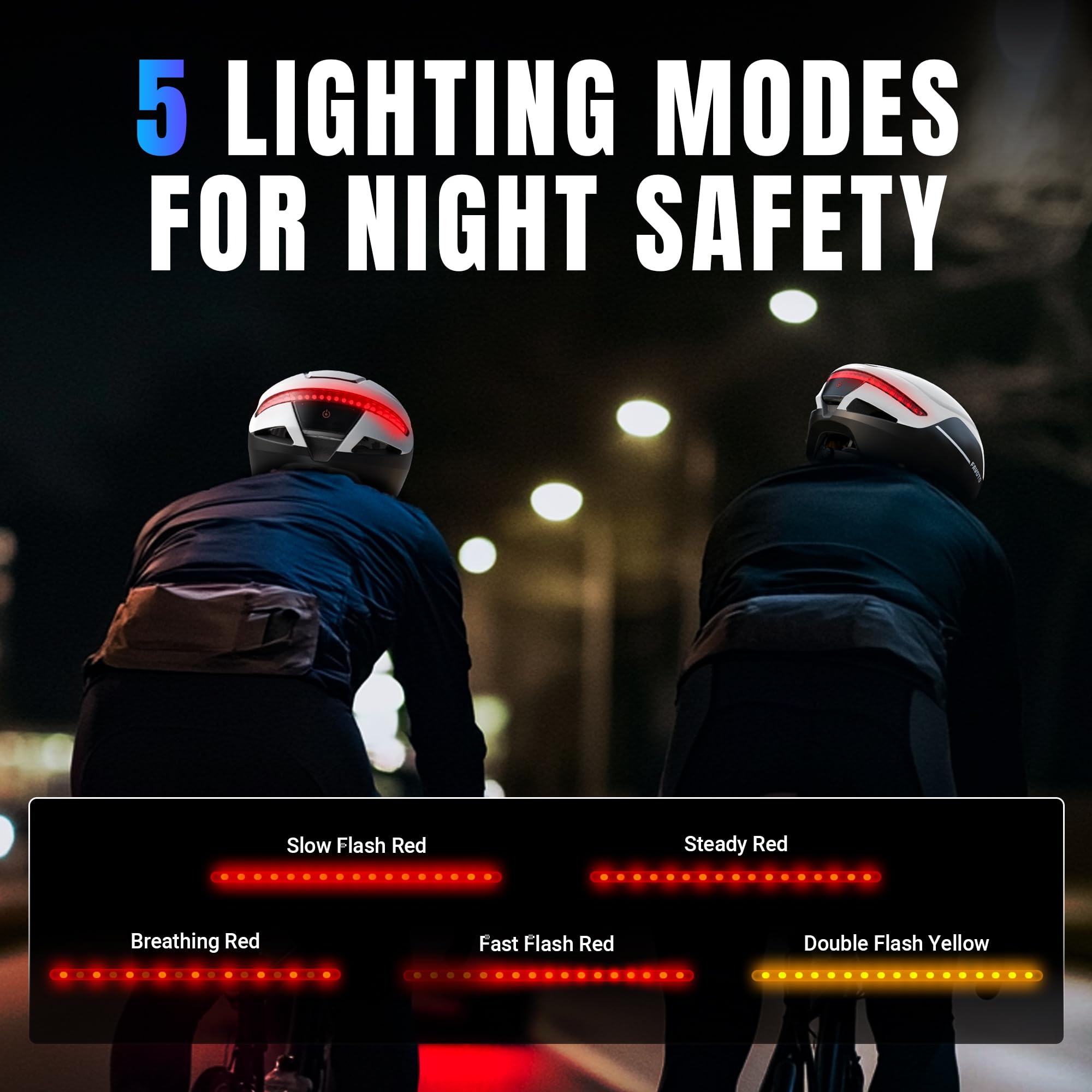 Favoto Casco de Bicicleta Inteligente con Luces e Intermitentes, Certificado CE, Casco de Ciclismo para Adultos con Control Remoto, 3 Modos de luz roja: respiración, Intermitente, Constante