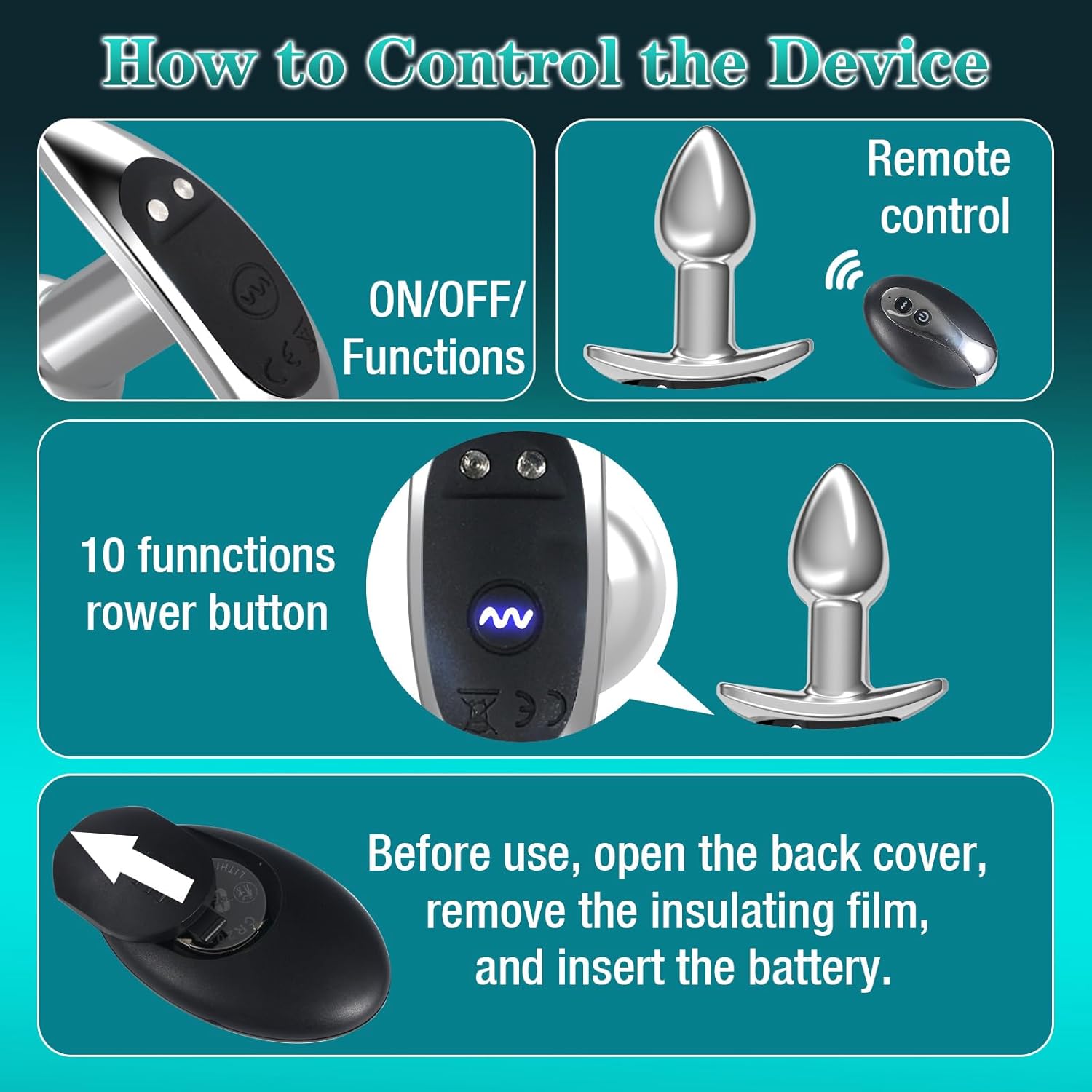 Anal Plug Sex Toys Vibrator–4PCS Metal Butt Plug Set, Remote-Controlled with 10 Vibration Modes, Prostate Stimulation for Men & Women, Perfect Adult Pleasure Kit