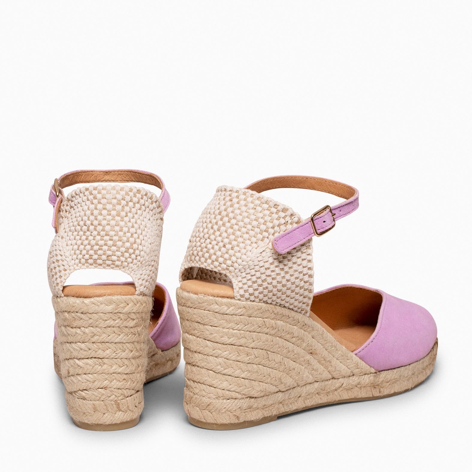 miMaO. Espadrilles à talon haut en cuir avec Technologie de Confort. Fabrication artisanale