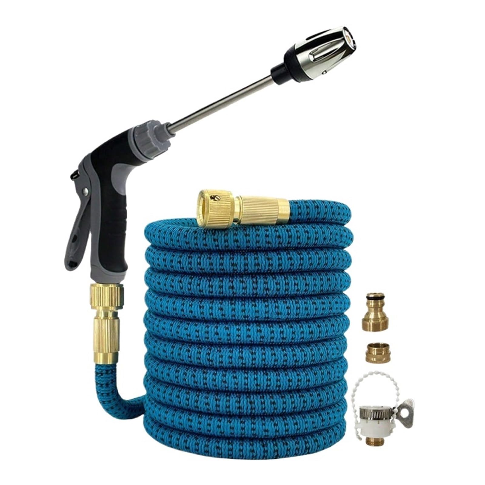Manguera de jardín Extensible, Manguera de Agua Flexible para jardín, Manguera de jardín Flexible, Manguera de conexión para riego de automóviles, Azul Verdoso, 7,6–15,2 m (Verde, 7,6 m)