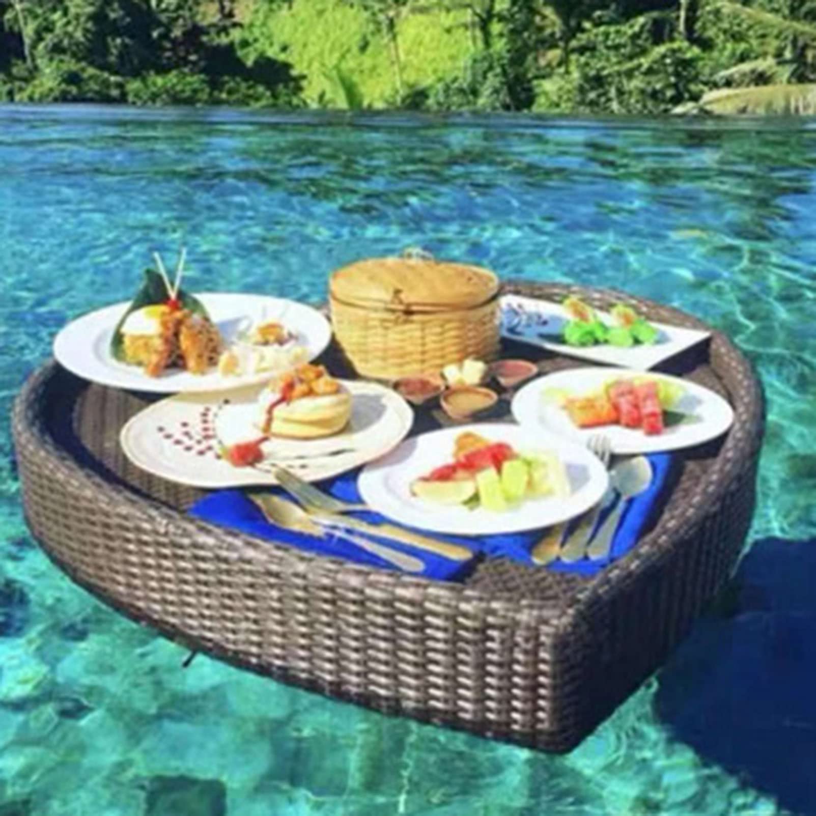 DDNGEJ Mesa de Bandeja Flotante para Piscina, Disco Flotante de Superficie de Agua, Bandeja de Desayuno Flotante multifunción, Plato de Comida Flotante para Fiesta al