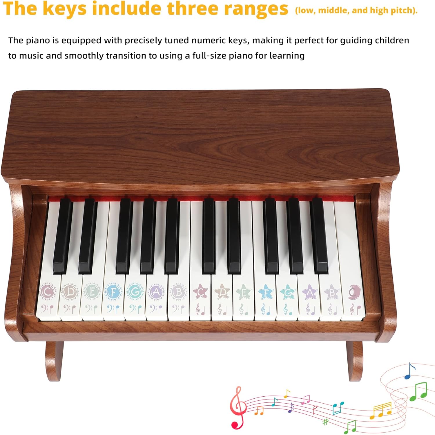 Kids Piano, Toddler 25-Keys (Upright) Wooden Digital Keyboard Piano, First Instrument Toy for Baby Beginner 3 Ages+, Surprise Educational Early Learning Birthday Gift for Boys Girls