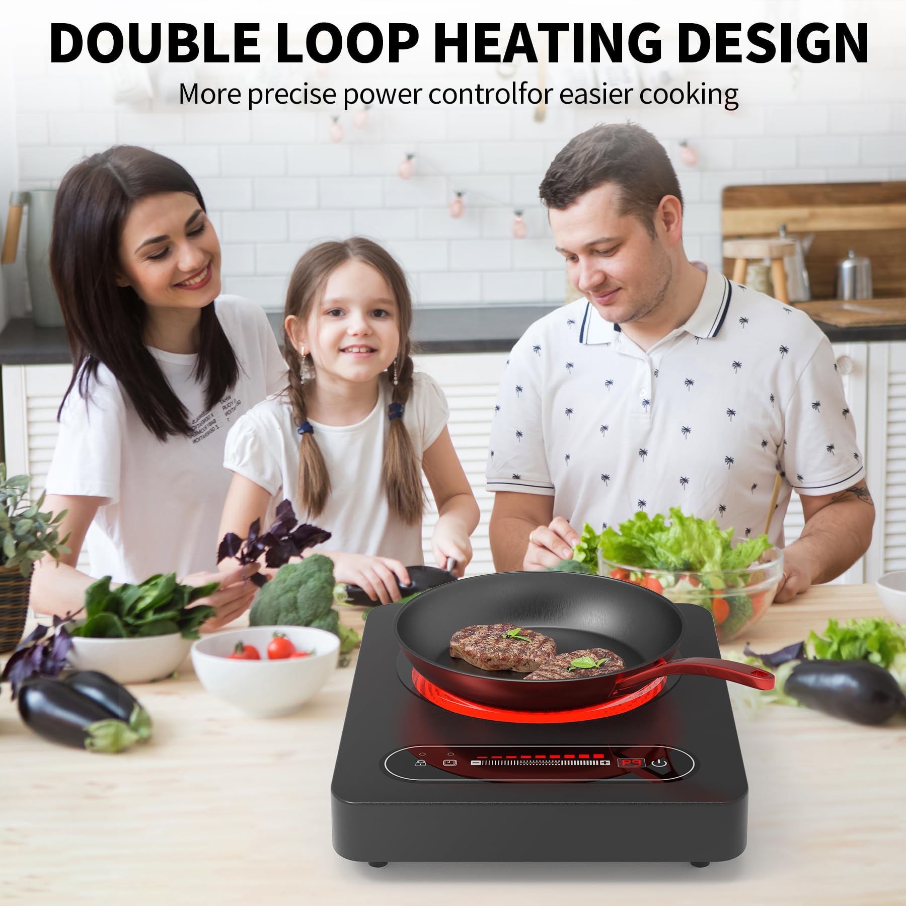 Single Burner Electric Cooktop,110V 1800W Stove Top with LED Touch Control,9 Power Levels, Timer, Safety Lock,single Electric burner Overheat protection 9