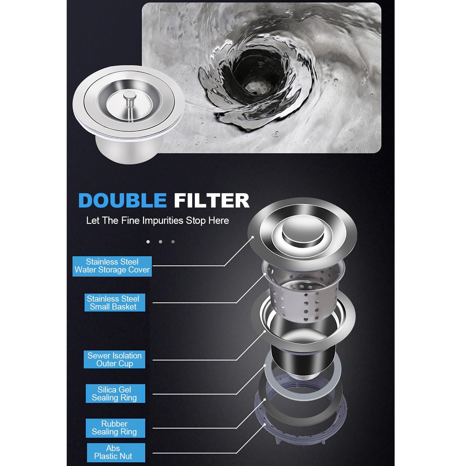 SDdPulse Lavello da cucina in acciaio inox con scolapiatti per rubinetto commerciale e ripiani portaoggetti, lavello autoportante per stanza, garage, cantina, uso esterno e interno, caldo e freddo