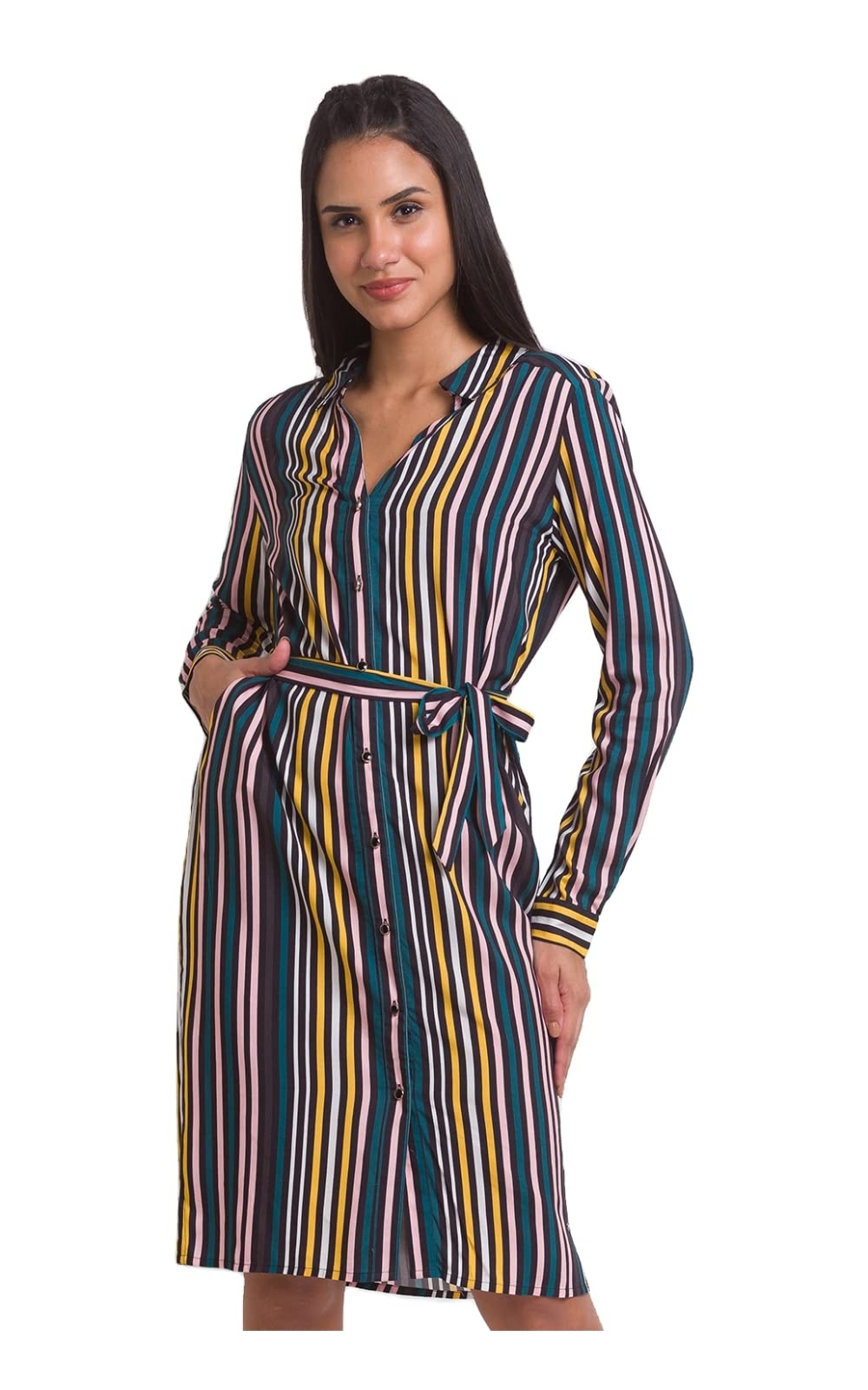 Flying Machine Women's Midi Dress (WNDR02BB09) in neutral