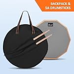 12 Inches Drum Pad and 5A Drum Sticks, Double Sided Snare Drum Practice Pad for Drummers, Silent Practice Drum Pad with Storage Bag - Gray