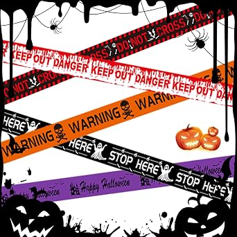 OZIO 5Pcs Halloween Caution Tape, 100 ft Reusable Zombie Tape Halloween Decoration Creepy Scary Decoration Tape for Party Haunted Houses