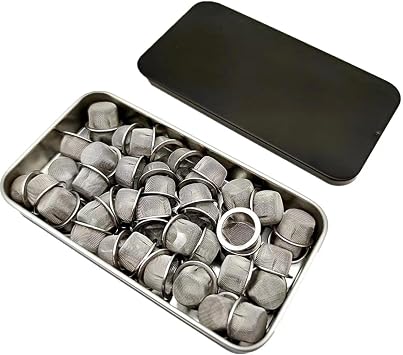 Pipe Screens 50pcs 0.5" Premium Diameter Stainless Steel 1/2 Inch Screen Mesh Filter Bowl with Metal Box