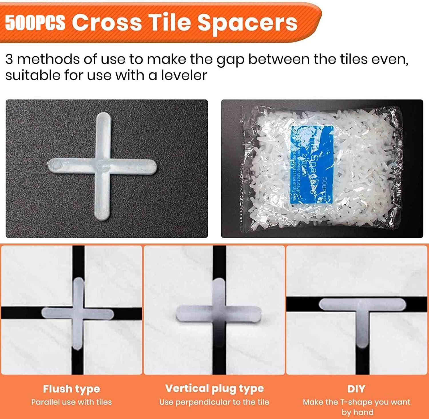KAHEIGN Tile Leveling System Kit, 100Pcs Reusable Tile Levelers Spacers for Building Walls Floors with 4Pcs Special Wrenches - Image 4