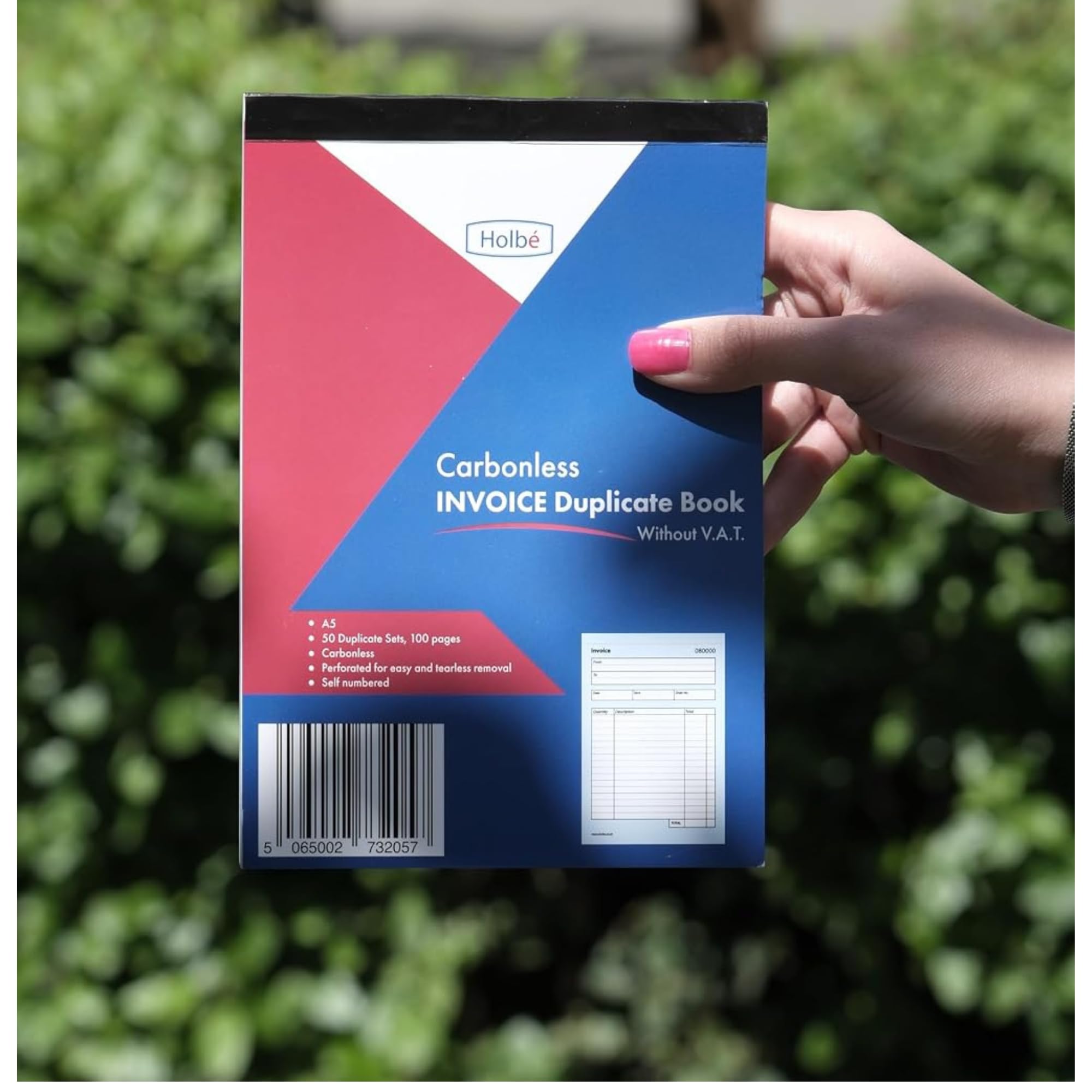Lot de 2 carnets de reçus/carnet de factures sans TVA-A5, 100 pages chacun, auto-numéroté, facile à déchirer, couverture rigide étanche, séparateur de rechange