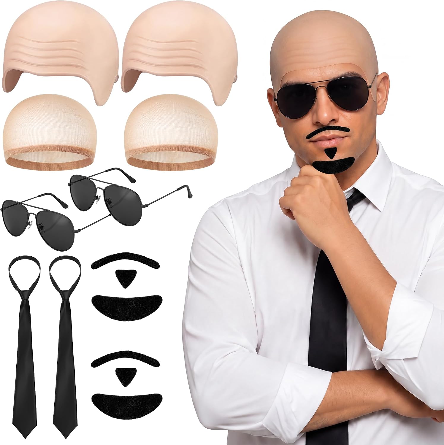 Mepase Halloween Bald Caps Costume Set Cosplay Accessories