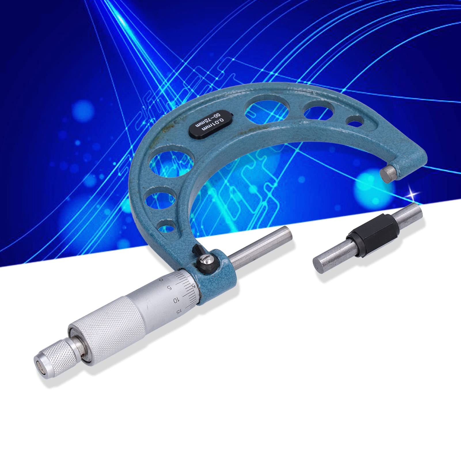 Micrometro Esterno, Micrometro di Spessore Strumento di Misurazione dello Spessore Ad Alta Precisione in Acciaio Inossidabile con Chiave 0,01 Mm (50-75 mm)