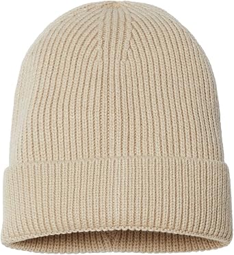Atlantis Headwear Sustainable Fine Rib Knit, One Size, Light Beige