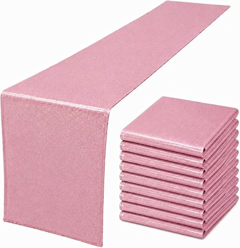 Tomeurperf 10 Pack Rose Gold Table Runners, 12×108 Inch Silver Foil Stamped Tabl