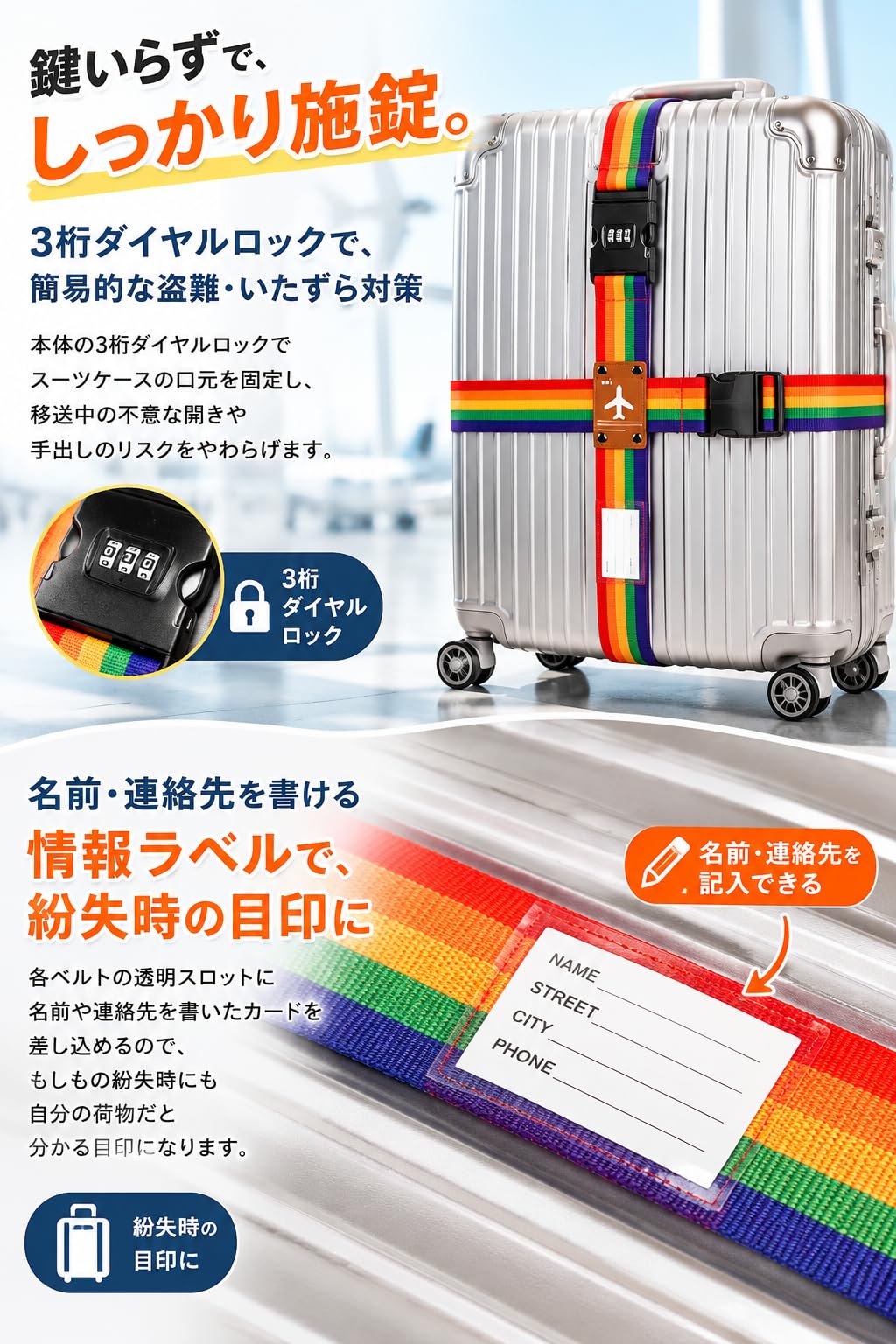 Amazon.co.jp: fogman スーツケースベルト 鍵付き ロック 十字 3桁
