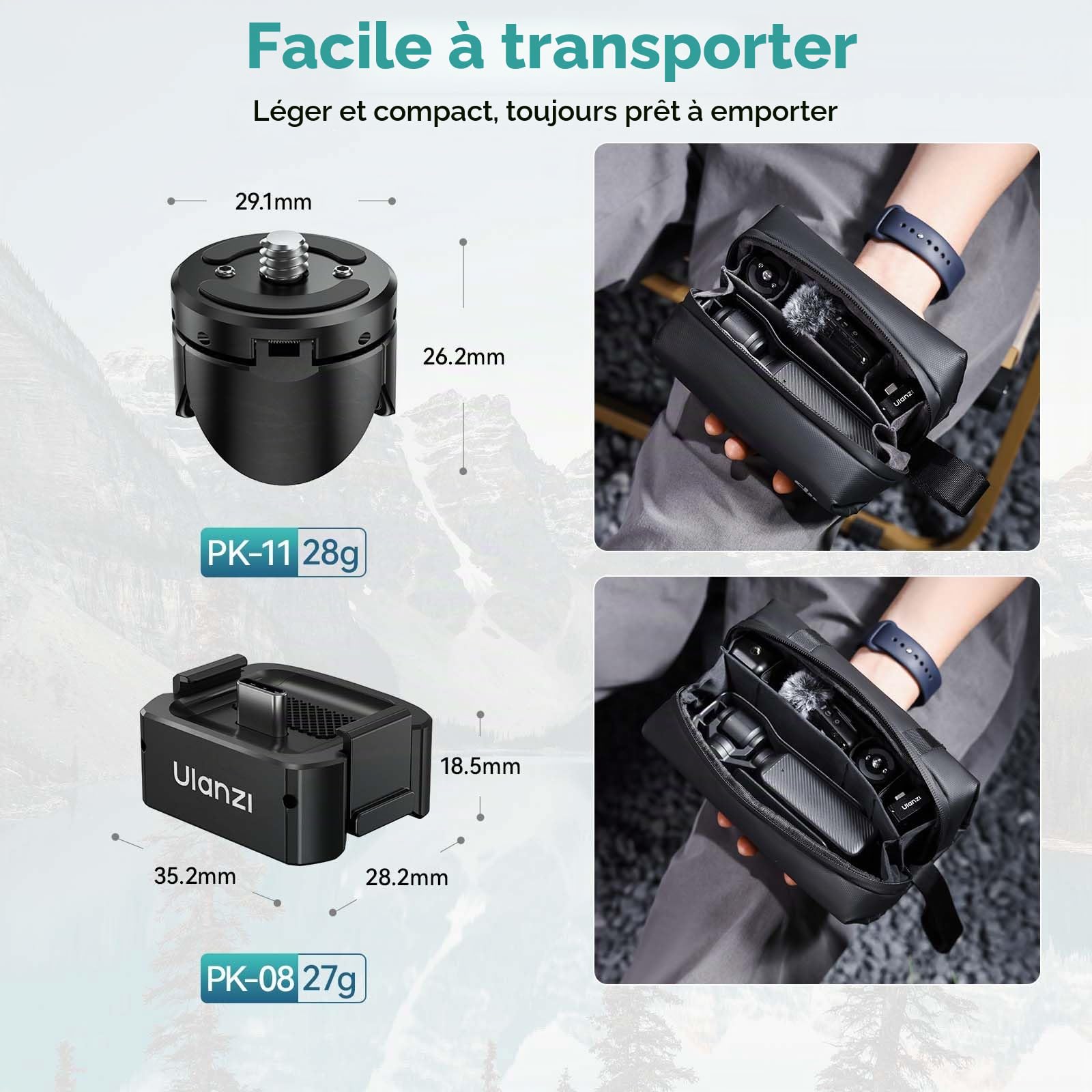 ULANZI Pocket 3 Mini kit trépied pour Accessoires DJI Osmo Pocket 3, connecteur de Charge Type-C avec Trou de vis 1/4, pour DJI Osmo Pocket 3, Smartphones, caméras d'action, Gimbals (PK-08 & PK-11)