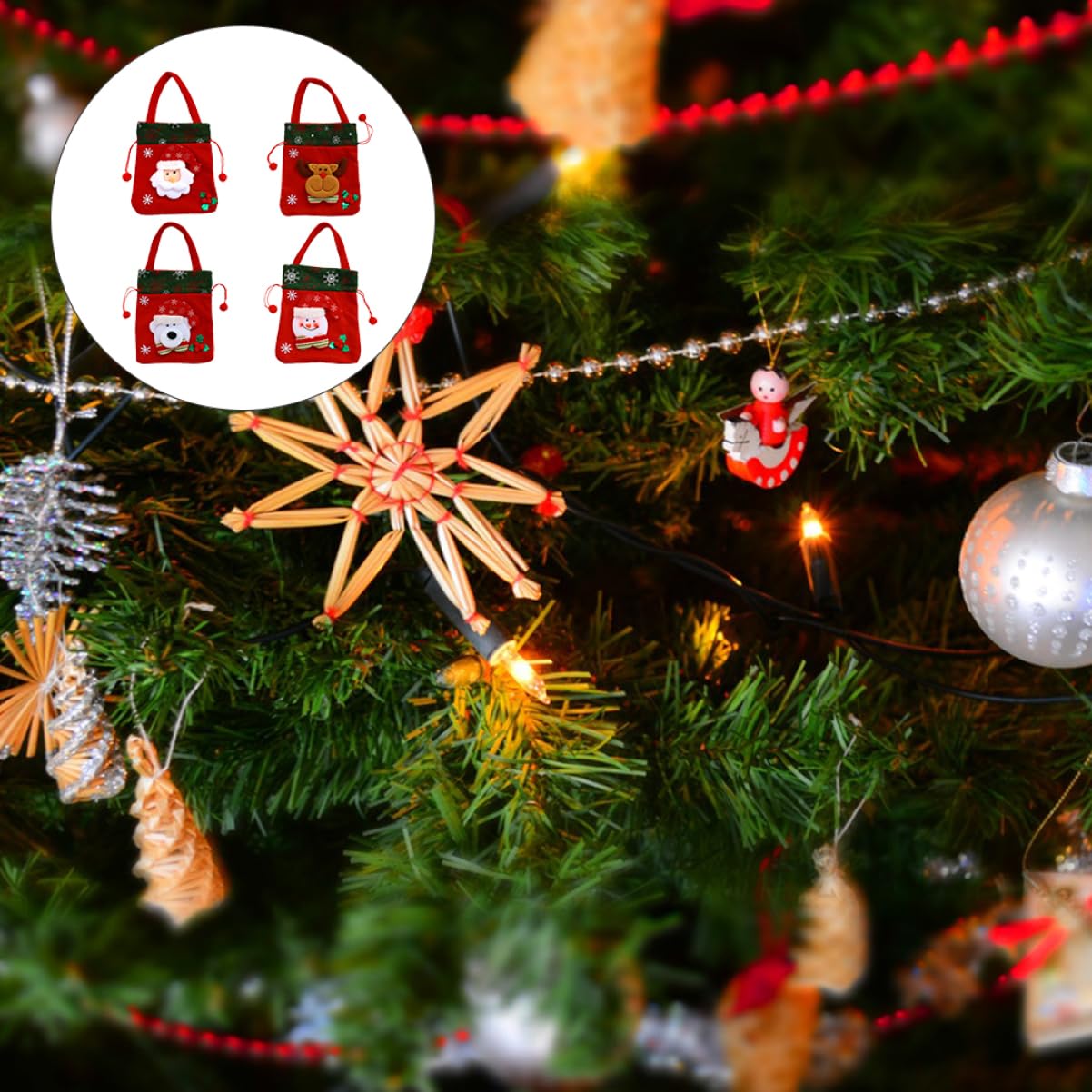 Didiseaon 8pezzi Sacchetti Di Natale Con Motivi Di Cartoni Animati Tote Pratico Per Caramelle Sacchetti Portatili Per Feste e Organizzazione Domestica