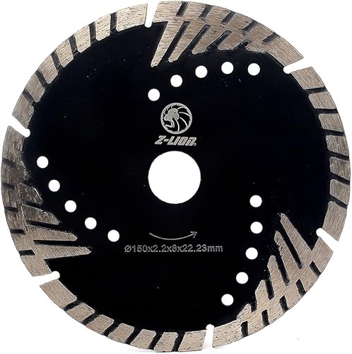 Hoja de sierra de diamante de 5.9in con orificios de refrigeración, hoja de segmentos de diamante turbo para mármol, granito, pavimentos de hormigón