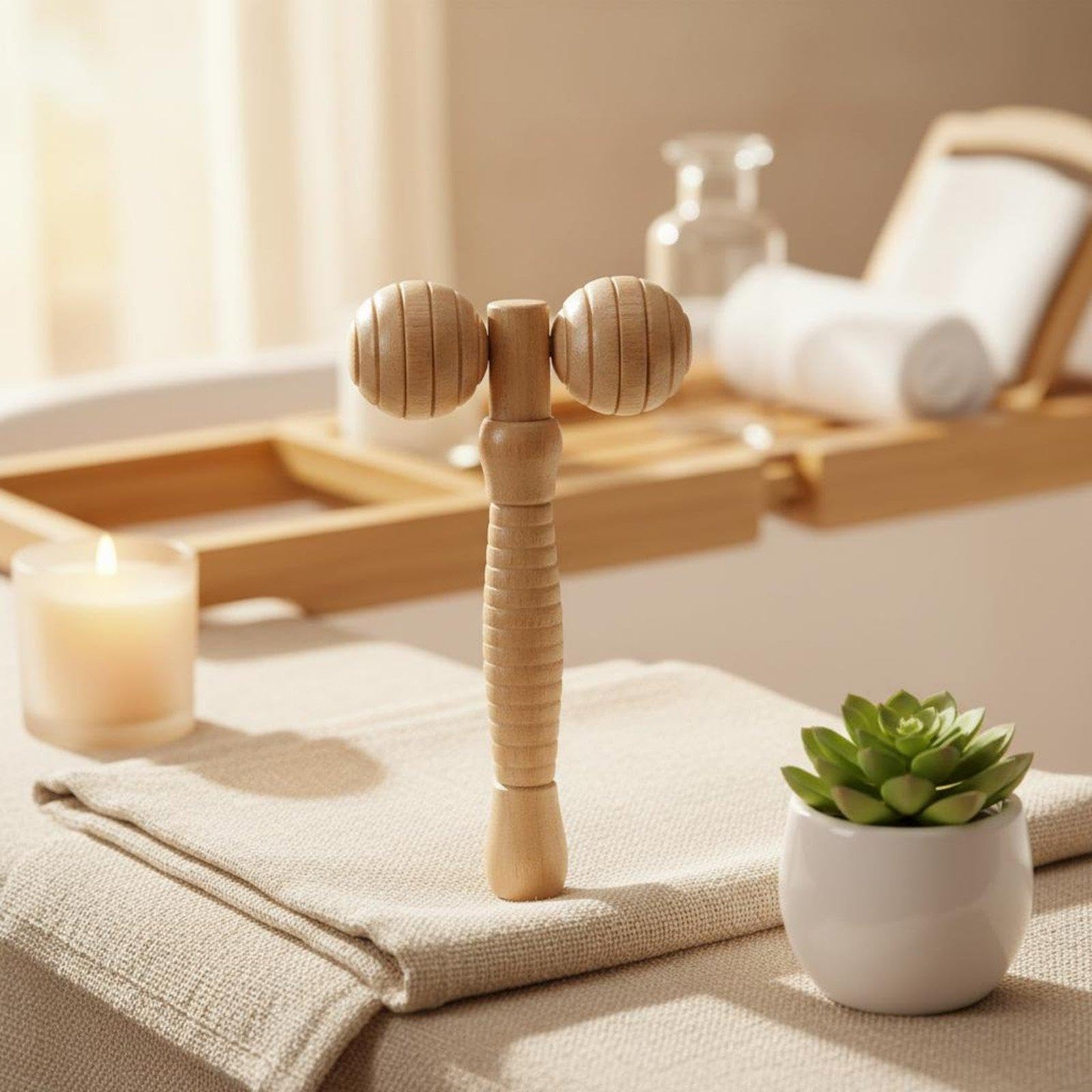 6 Rodillos de Masaje Manuales de Madera Portátiles para Relajar Los Músculos Del Cuerpo, Ideales para Viajes, La Oficina Y El Gimnasio, 5 piezas