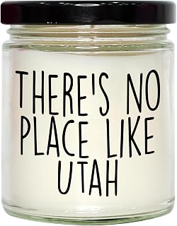 Utah Vanilla Soy Candle Gifts from Friends for Birthday Celebration There's No Place Like Utah, 9oz Vanilla Soy Candle for Men, Women, Family, and Coworkers