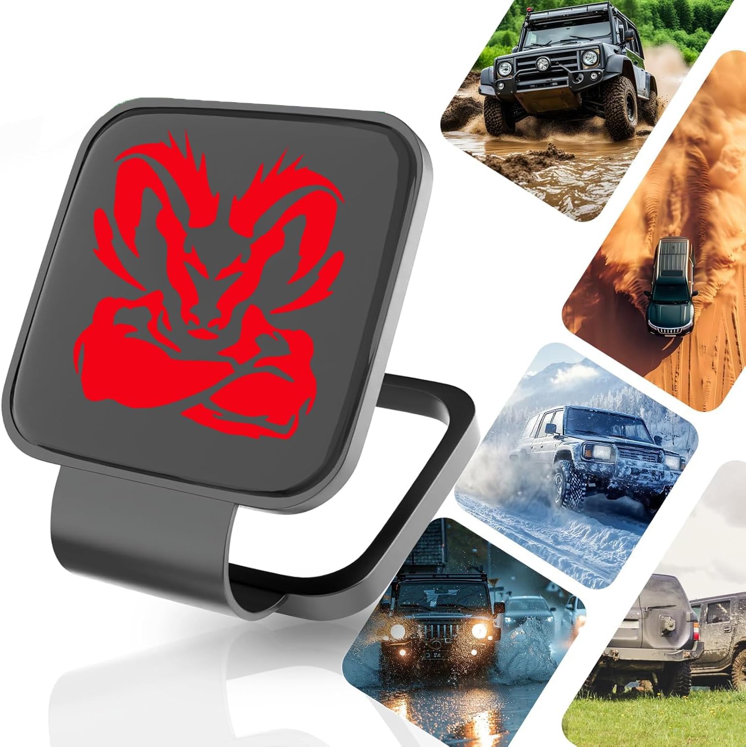 Hitch Cover for 2 Inch Receivers - Trailer Hitch Cover Tube Plug Insert Cap, Car Exterior Accessories for 1500 2500 3500